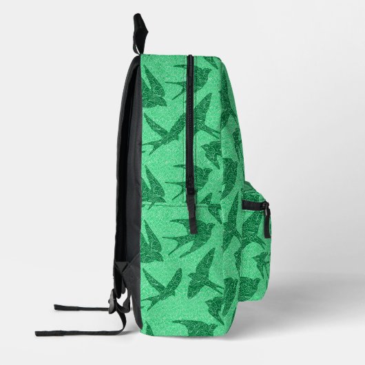 Japanse zwaluwen in vlucht, Jade & Smaragdgroen Bedrukte Rugzak (Links)