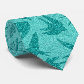 Japanse zwaluwen in vlucht, turquoise en aqua stropdas (Opgerold)