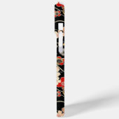 Japanse Zwarte Bloempatroon met Monogram Case-Mate iPhone Case (Achterkant / Links)