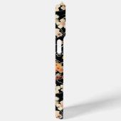 Japanse Zwarte Bloempatroon met Monogram Case-Mate iPhone Case (Achterkant / Rechts)