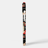 Japanse Zwarte Bloempatroon met Monogram Case-Mate iPhone Case (Achterkant / Links)