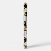 Japanse Zwarte Bloempatroon met Monogram Case-Mate iPhone Case (Achterkant / Rechts)