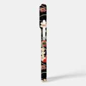 Japanse Zwarte Bloempatroon met Monogram Case-Mate iPhone Case (Achterkant / Links)