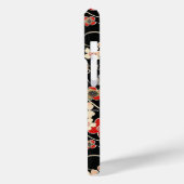 Japanse Zwarte Bloempatroon met Monogram Case-Mate iPhone Case (Achterkant / Links)