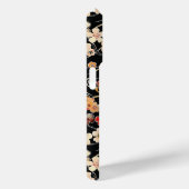 Japanse Zwarte Bloempatroon met Monogram Case-Mate iPhone Case (Achterkant / Rechts)
