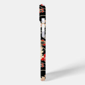 Japanse Zwarte Bloempatroon met Monogram Case-Mate iPhone Case (Achterkant / Links)
