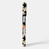 Japanse Zwarte Bloempatroon met Monogram Case-Mate iPhone Case (Achterkant / Rechts)