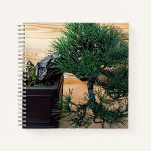 Japanse zwarte dennen bonsai boom notitieboek