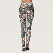 Japanse zwarte en rode Floral Leggings (Achterkant)