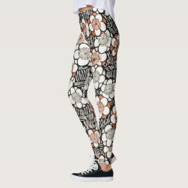Japanse zwarte en rode Floral Leggings