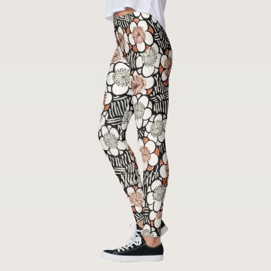 Japanse zwarte en rode Floral Leggings (Links)