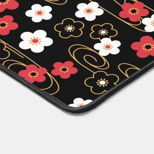 Japanse zwarte Sakura Cherry Blossom Flowers Bureaumat (Hoek)