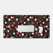 Japanse zwarte Sakura Cherry Blossom Flowers Bureaumat (Keyboard & Muis)