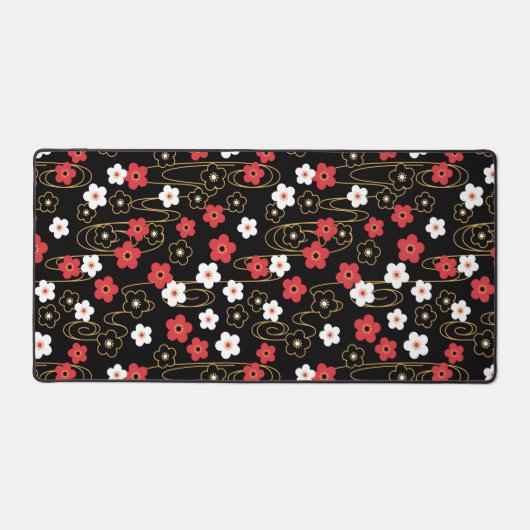 Japanse zwarte Sakura Cherry Blossom Flowers Bureaumat (Voorkant)