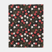 Japanse zwarte Sakura Cherry Blossom Flowers Fleece Deken (Voorkant)