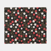 Japanse zwarte Sakura Cherry Blossom Flowers Fleece Deken (Voorkant (Horizontaal))