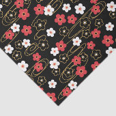 Japanse zwarte Sakura Cherry Blossom Flowers Tissuepapier (Detail)