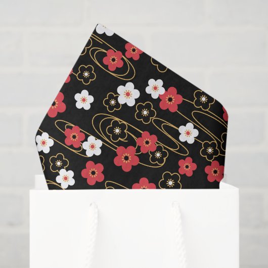 Japanse zwarte Sakura Cherry Blossom Flowers Tissuepapier (Cadeauzakje)