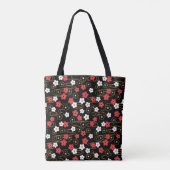 Japanse zwarte Sakura Cherry Blossom Flowers Tote Bag (Achterkant)