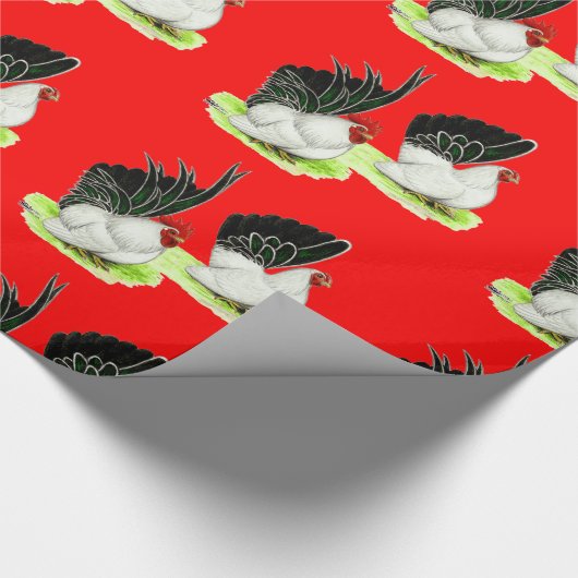 Japanse zwarte witte bantams cadeaupapier (Hoek)