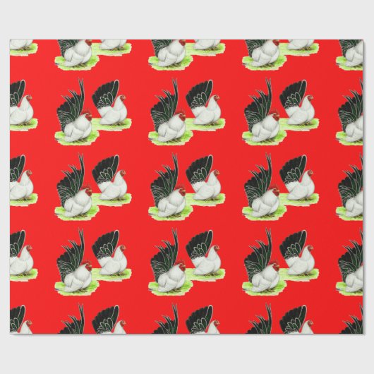 Japanse zwarte witte bantams cadeaupapier (Vlak)