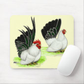 Japanse zwarte witte bantams muismat (Met muis)