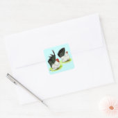 Japanse zwarte witte bantams vierkante sticker (Envelop)