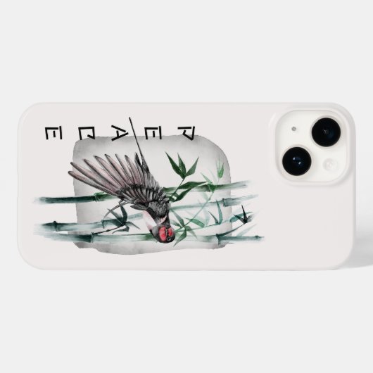Japanse zweedse vogelboom en Bamboorkunst Case-Mate iPhone Case (Achterkant (horizontaal))