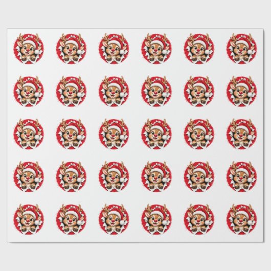 Japanstal Rendier Cadeaupapier (Vlak)