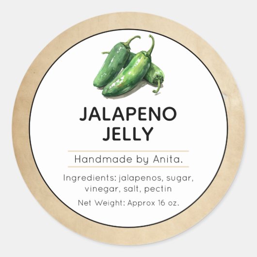 Japapeno Jelly Canning Jar Label (Voorkant)