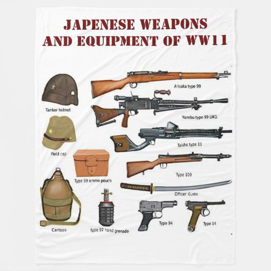 JAPENESE WAPENS EN APPARATUUR VAN WWII FLEECE DEKEN (Voorkant)