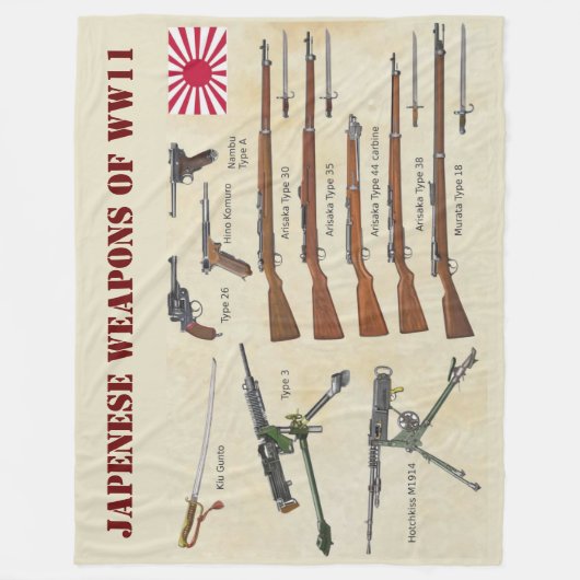 JAPENSE WAPENS VAN WWII FLEECE DEKEN (Voorkant)