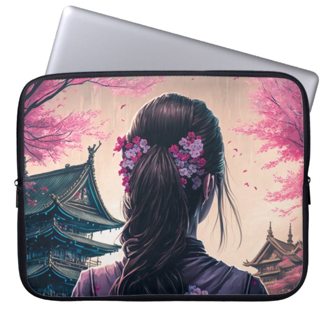 Japische Blütenpracht - Mädchen - Gerätehülle Laptop Sleeve (Voorkant)