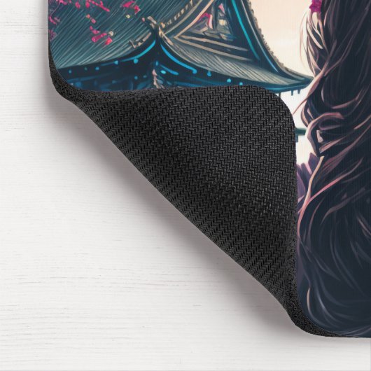 Japische Blütenpracht - Mädchen - Mousepad Muismat (Hoek)