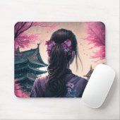 Japische Blütenpracht - Mädchen - Mousepad Muismat (Met muis)
