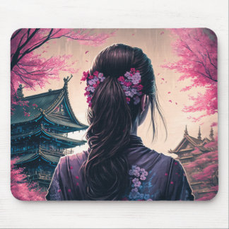 Japische Blütenpracht - Mädchen - Mousepad Muismat