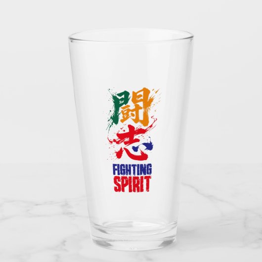Japnese kanji -Fighting Sprit- 「闘志」Calligraphy art Glas (Voorkant)