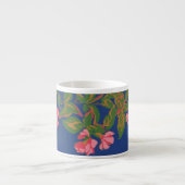 Japonica Flowers Roze op Deep Blue Espresso Kop (Voorkant)
