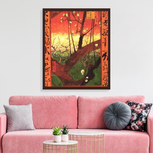 Japonisme: De bloeiende pruimelboom van Vincent va Canvas Afdruk (Insitu (Woonkamer))