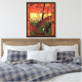 Japonisme: De bloeiende pruimelboom van Vincent va Canvas Afdruk (Insitu (Slaapkamer))
