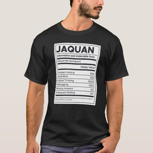 Jaquan Voeding Informatie Probleem Oplossen Hard T-shirt (Voorkant)