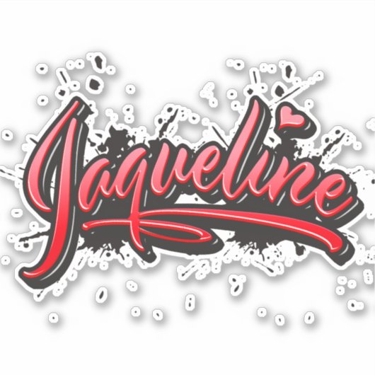 Jaqueline red Heart Graffiti Aufkleber Sticker (Voorkant)