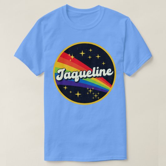 Jaqueline regenboog in ruimte  stijl t-shirt (Design voorkant)