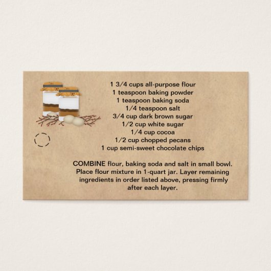 Jar Chocolate Chip Cookie Mix Hang Label Visitekaartje (Voorkant)