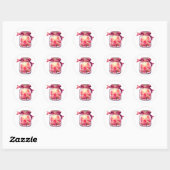 Jar Cliparts roze bloemen Ronde Sticker (Vel)