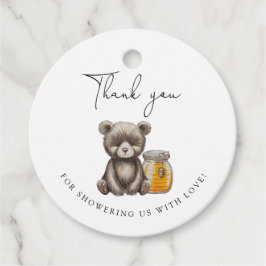 jar honing en teddybeer dank u bedankjes labels