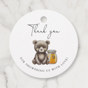 jar honing en teddybeer dank u bedankjes labels