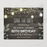 Jar Light 80th Birthday Save the Date Budget<br><div class="desc">Buitenzomer BBQ Jar Light Save the Date Birthday uitnodigations. Alle tekst kan worden aangepast en kan eenvoudig worden gewijzigd voor uw eigen wensen. Geweldig elegante 60e verjaardag sjabloon.</div>