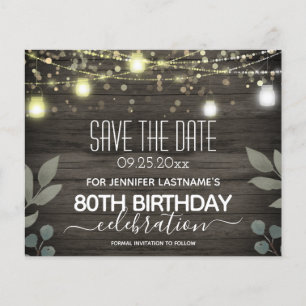 Jar Light 80th Birthday Save the Date Budget