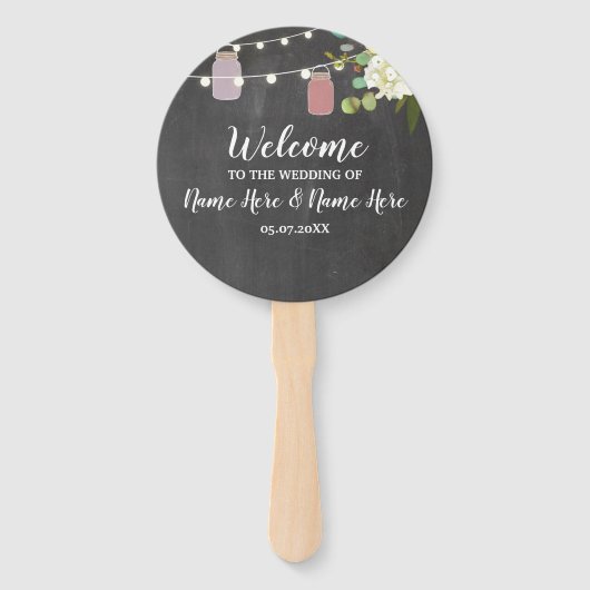 Jar Lights Bloemen Krijt Jars Huwelijksprogramma F Handwaaier (Voorkant)